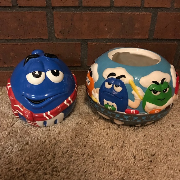 M&M'S Holiday Bundle 2 Mms Mm Holiday Xmas Ceramic Canisters Poshmark